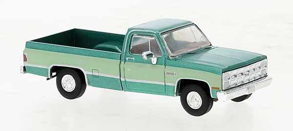 Brekina 1981 GMC Sierra Grande Pickup Truck - Assembled -- 2-Tone Green (175-19650