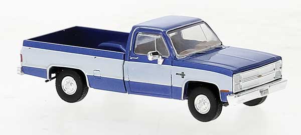 Brekina 1981 GMC Sierra Grande C10 Pickup Truck - Assembled -- Blue, White (175-19652)