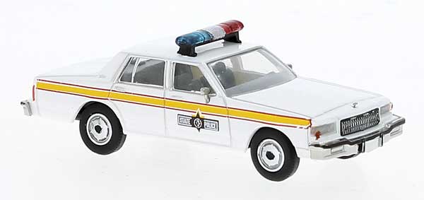 Brekina 1987 Chevrolet Caprice Sedan - Assembled -- Illinois State Police (white, yellow) (175-19713)