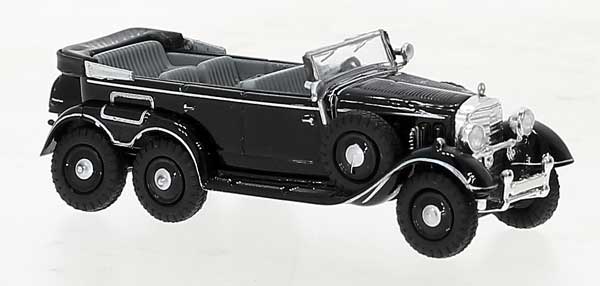 Brekina 1938 Mercedes-Benz G4 Convertible - Assembled -- Top Down (black) (175-21078)
