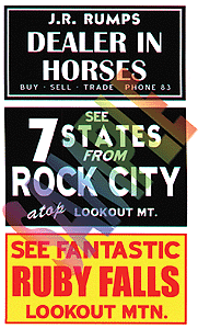 Blair Barn Sign Decals -- Set #2 - Dealer In Horses, See Ruby Falls, See Rock City (184-2251)