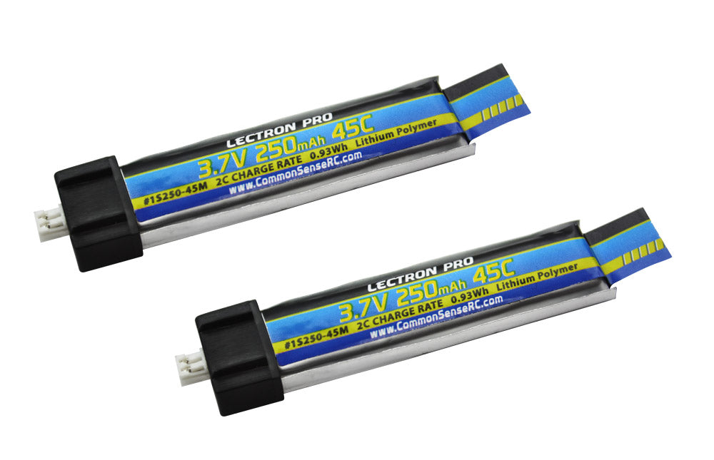 Lectron Pro 3.7V 250mAh 45C Lipo Battery 2-Pack (1S250-45M)