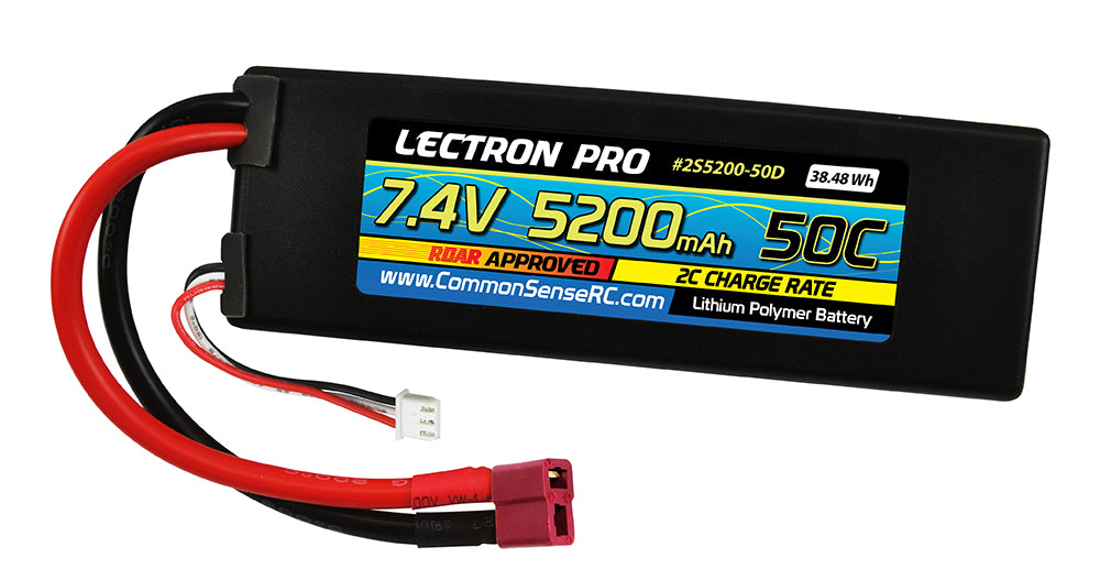 Common Sense Lectron Pro 7.4V 5200mAh 50C Lipo Battery with Deans-Type Connector (2S5200-50D)