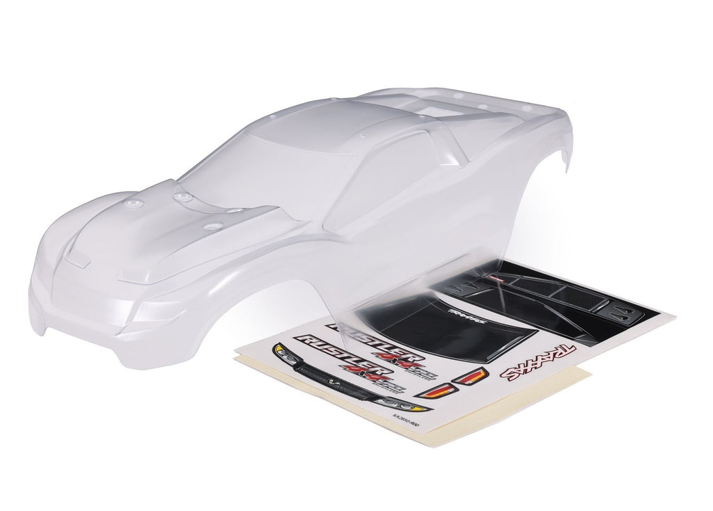 Traxxas Rustler® 4x4 Clipless Body Set w/Wing & Roof Skid (Clear) (TRA6740)