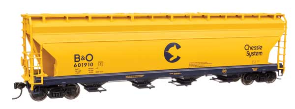 ACF 5250 4-Bay Centerflow Covered Hopper - RTR -- Chessie System B&O #601910 (910-49203)