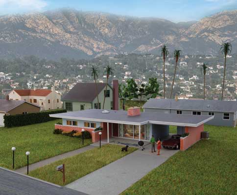 Walthers Mid-Century Modern Home -- Kit - 9-7/16 x 5-5/32 x 1-15/16" 23.9 x 13 x 4.9cm (933-4156)