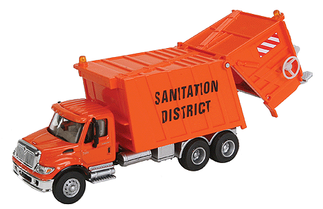 Walthers International(R) 7600 Garbage Truck - Assembled -- Sanitation District (orange) (949-11770)