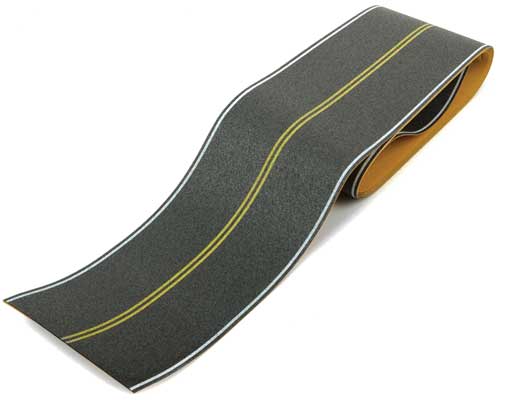 Walthers Flexible Self-Adhesive Paved Roadway -- Vintage and Modern No Passing Zone (double Yellow Centerline, White Edge Marks (949-1252)
