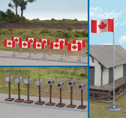 Walthers Flags (11) and Mailboxes (8) -- Canadian Flags, 1965-Present (949-4172)