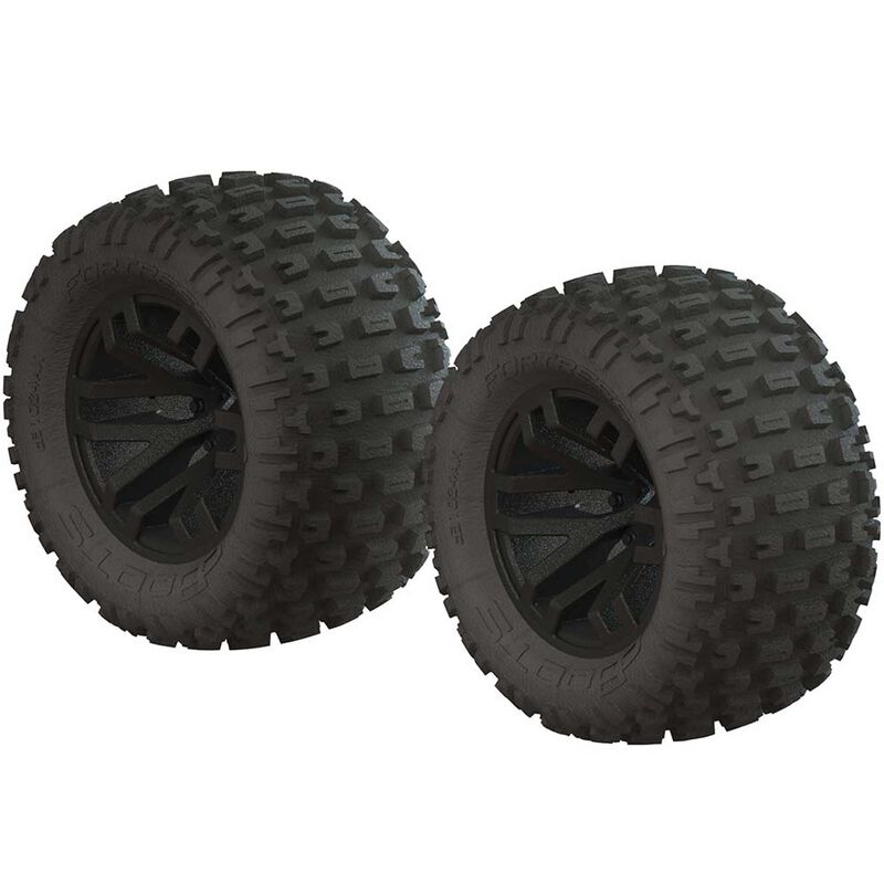 Arrma 1/10 dBoots Fortress MT 2.2/3.0 Pre-Mounted Tires, 14mm Hex, Black (2) (AR550044)