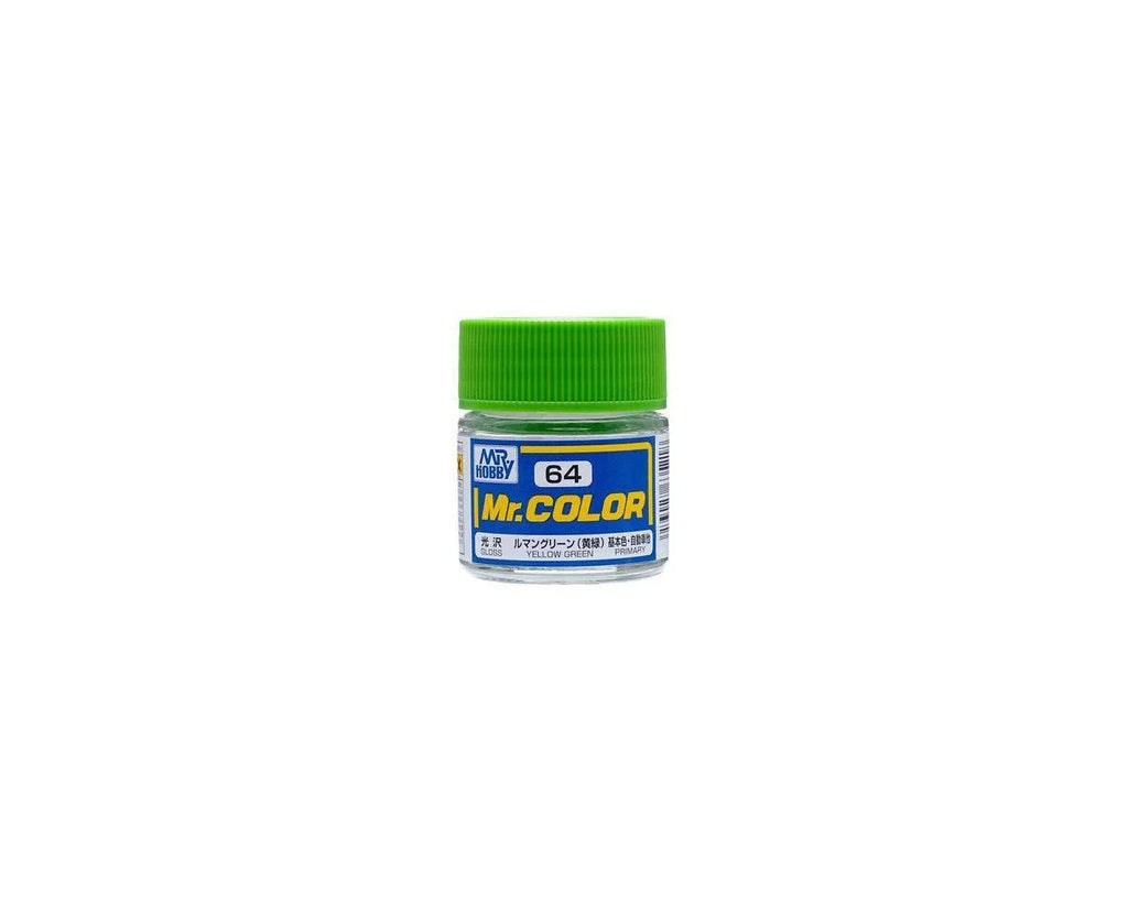 Mr. Hobby C64 Gloss Yellow Green Acrylic Hobby Paint (10ml) (GUZC064)