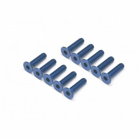 Hamilton Hobbies 3X12 Blue Flat Head ALUM 7075 SCREWS (10) (HAM3X12BLUE)
