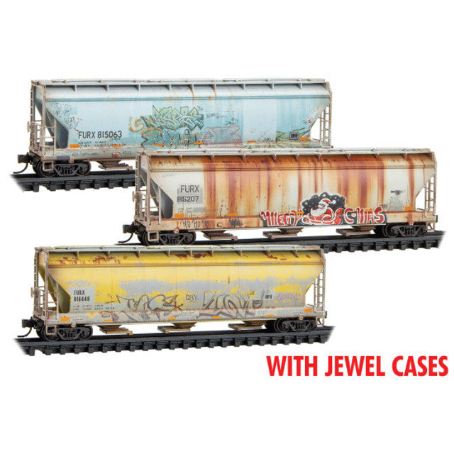 Micro-Trains Line N Furx 3-Bay Covered Hopper Weathered 3pack N Scale (MTL98305083)