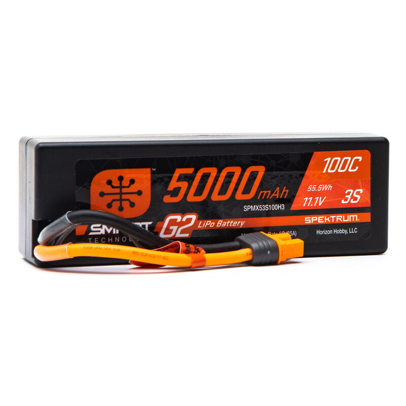 Spektrum RC 3S Smart G2 LiPo Hard Case 100C Battery Pack (11.1V/5000mAh) w/IC3 Connector (SPMX53S100H3)