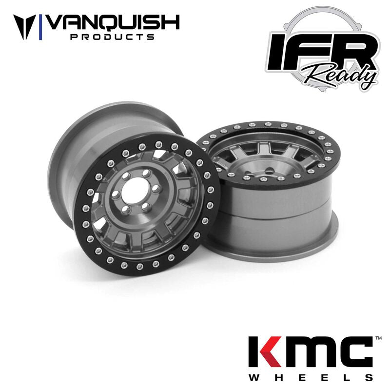 Vanquish Products KMC KM236 Tank 2.2" Beadlock Crawler Wheels (Grey) (2) (VPS08703)