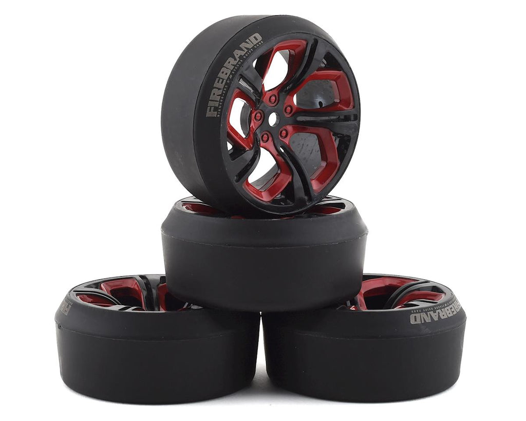 Firebrand RC Hydra XDR3 5° Pre-Mounted Tires (4) (Red/Black) w/Diamond Tires, 12mm H Offset (FBR1WHEHYD503)
