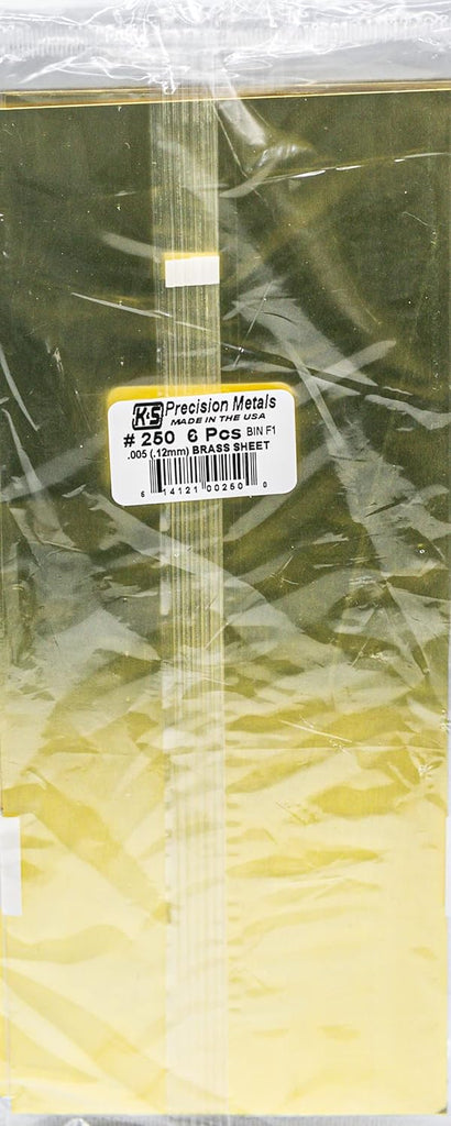 K&S Brass Sheet, 0.005" Thick x 4" Wide x 10" (K+S250)
