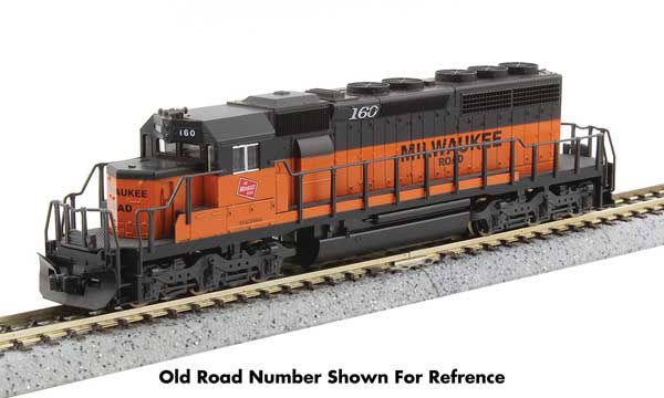 KATO EMD SD40-2 Early Production - Standard DC -- Milwaukee Road #130 , Orange, black Large Lettering) (KAT1764825)