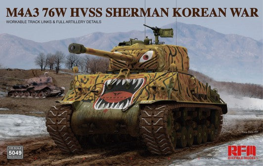 Rye Field Model 1/35 US M4A3 76W HVSS Sherman Korean War Tank w/Workable Track Links (RFM5049)