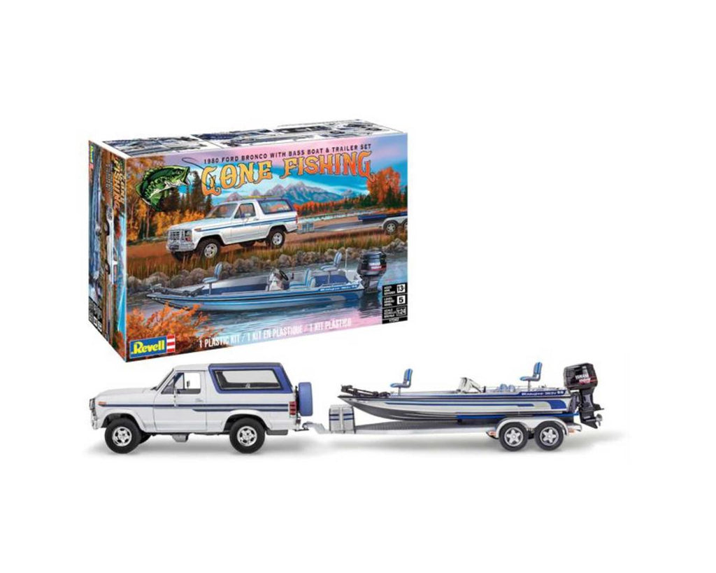 Revell 1/24 1980 Ford Bronco & Bass Boat w/Trailer Model Kit (RMX17242)