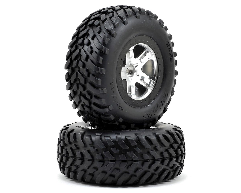 Traxxas 2.2/3.0 Tire w/SCT Front Wheel (2) (Satin Chrome) (Satin Chrome/Black) (Standard) (TRA5875X)
