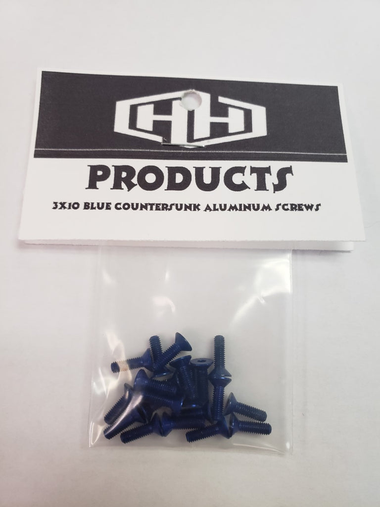 Hamilton Hobbies 3X10 7075 Aluminum BLUE COUNTERSUNK SCREWS (20) (HAM128546)