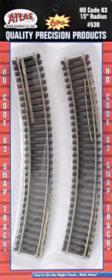 Atlas Code 83 15" Radius Track Section (6) HO (ATL530)