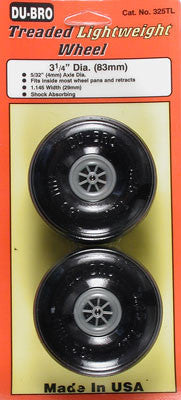 DuBro Treaded Lightweight Wheel 3-1/4" (2) (DUB325TL)