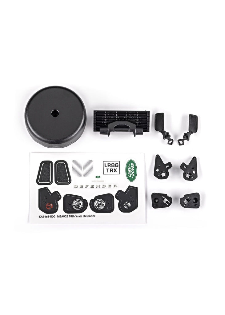 Traxxas TRX-4M Land Rover Grille, Side Mirrors, LED Retainers & Spare Tire Cover (TRA9720)