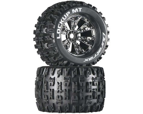 DuraTrax Lockup MT 3.8" Mounted Truck Tires (Chrome) (2) (1/2 Offset) w/17mm Hex (DTXC3581)