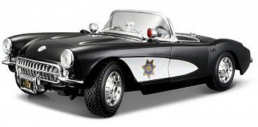 Maisto 1957 Corvette Police Car (Black/White) (MAI31380WTB)