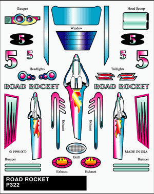 PineCar Road Rocket Stick-on Decal (PIN322)
