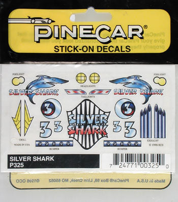 PineCar Silver Shark Stick-on Decal (PINP325)
