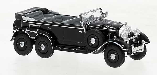 Brekina 1938 Mercedes-Benz G4 Convertible - Assembled -- Top Down (black)   (175-21078)