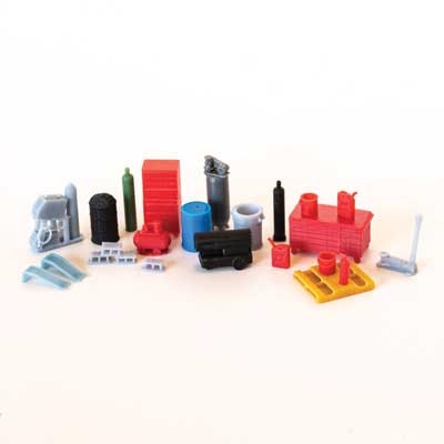 All Scale Minatures Garage Interior Details Set -- Unpainted, 25 Pieces   (179-871949)