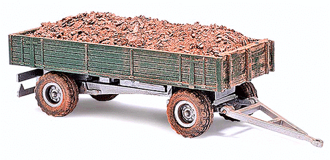 1958 Low-Sided Farm Trailer - Assembled -- With Manure Load (Weathered, green) (189-44922)