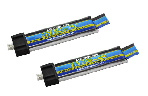 Lectron Pro 3.7V 250mAh 45C Lipo Battery 2-Pack   (1S250-45M)