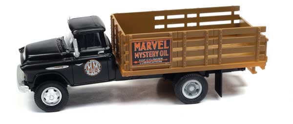 CMW 1957 Chevy Stakebed Truck - Marvel Oil (black, brown, orange) (221-30662)