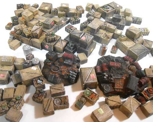 Clutter, Crates and Boxes Detail Set -- Unpainted Castings