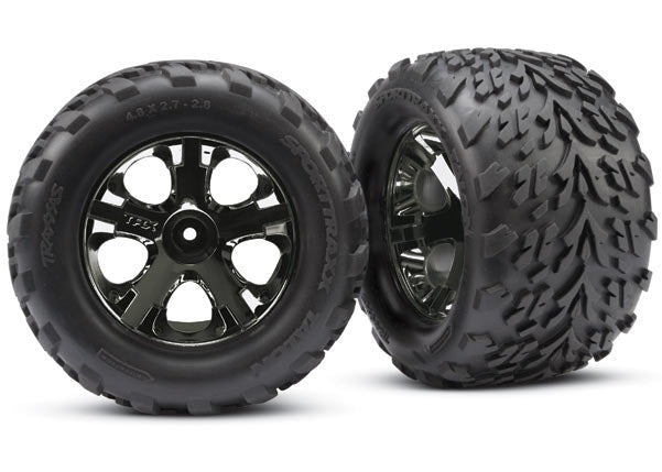 Traxxas Talon Front Tires w/All-Star Wheels (2) (Black Chrome)  (TRA3669A)