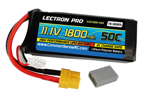 Lectron Pro 11.1V 1800mAh 50C Lipo Battery With XT60  (3S1800-50X)