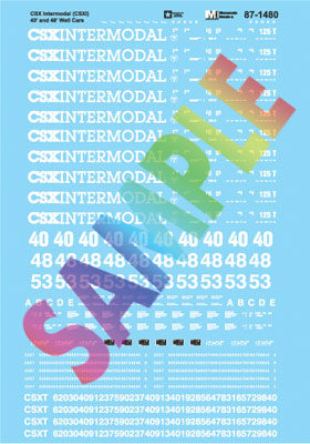 Microscale Railroad Decal Set -- CSX Intermodal CSXI 40 & 48' Well Cars   (460-601480)