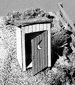 "One Holer" Outhouse Kit pkg(2) -- Standard Type w/Flat Roof; crescent Moon   (464-23004)