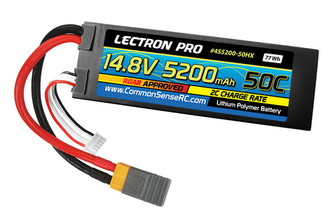 Lectron Pro 14.8V 5200mAh 50C Lipo Battery Hard Case with XT60 Connector + CSRC adapter for XT60 batteries to popular RC vehicles