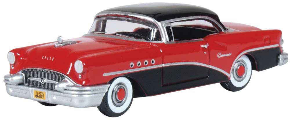 Oxford Diecast 1955 Buick Century - Assembled -- Carlsbad Black, Cherokee Red    (553-87BC55006)