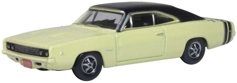 Oxford DieCast 1968 Dodge Charger - Assembled -- Yellow, Black   (553-87DC68004)