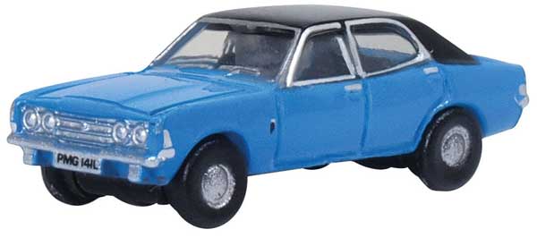 Oxford 1970 Ford Cortina Mark III - Electric Monza Blue, Black (553-NCOR3005)