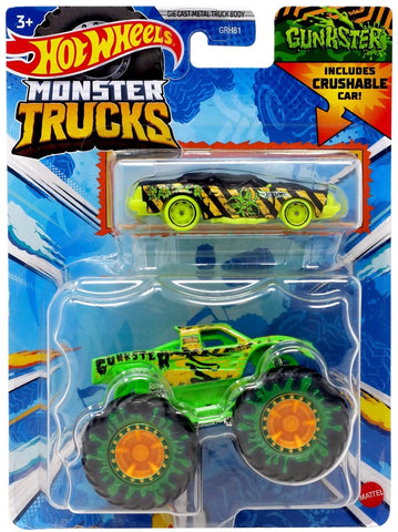Hot Wheels Monster Trucks Gunkster Diecast Car [Includes Crushed Die-Cast Car