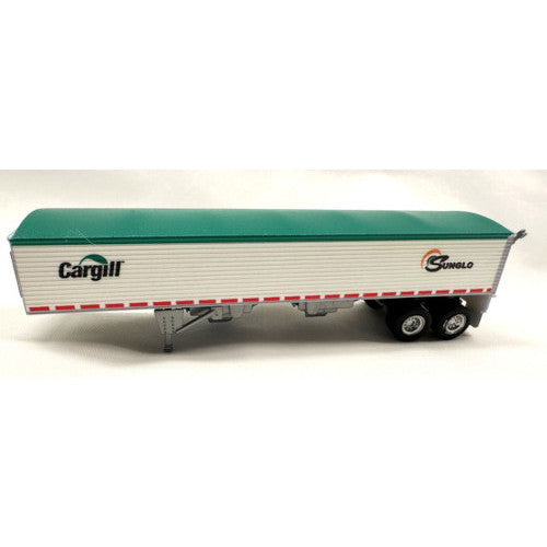 HO Logistics 39' Covered Grain Trailer - Assembled -- SunGlo (white, green)   (734-463)