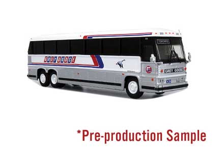 MCI MC-12 Bus - Assembled -- Grey Goose (silver, blue, red, white)  (808-870344)